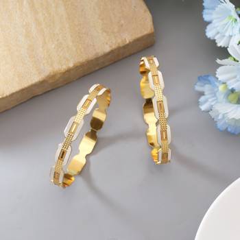 Gold color 1 pair of fashion bangle size: 2.4 (plkb138gld-2.4) 1
