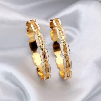 Gold color 1 pair of fashion bangle size: 2.4 (plkb138gld-2.4) 2