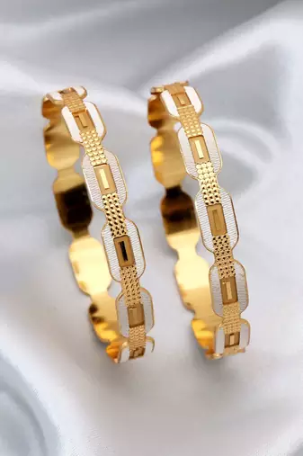 Gold color 1 pair of fashion bangle size: 2.4 (plkb138gld-2.4)