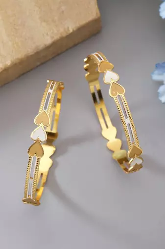 Gold color 1 pair of fashion bangle size: 2.4 (plkb139gld-2.4)