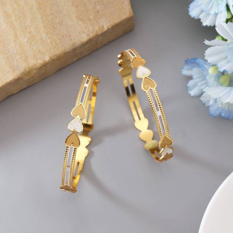 Gold color 1 pair of fashion bangle size: 2.4 (plkb139gld-2.4)