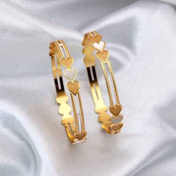 Gold color 1 pair of fashion bangle size: 2.4 (plkb139gld-2.4) 2