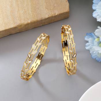 Gold color 1 pair of fashion bangle size: 2.4 (plkb140gld-2.4) 1
