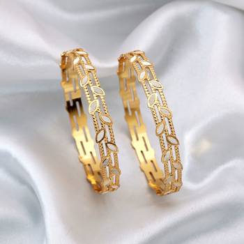 Gold color 1 pair of fashion bangle size: 2.4 (plkb140gld-2.4) 2