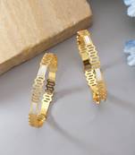 Gold color 1 pair of fashion bangle size: 2.4 (plkb141gld-2.4)