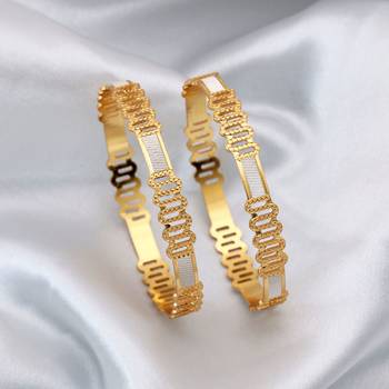 Gold color 1 pair of fashion bangle size: 2.4 (plkb141gld-2.4) 2