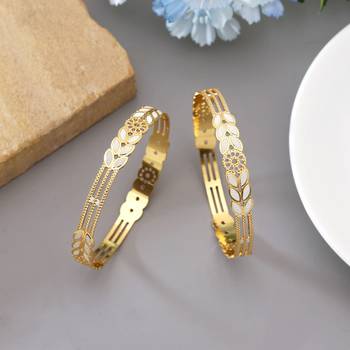 Gold color 1 pair of fashion bangle size: 2.4 (plkb142gld-2.4) 1