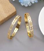 Gold color 1 pair of fashion bangle size: 2.4 (plkb142gld-2.4)