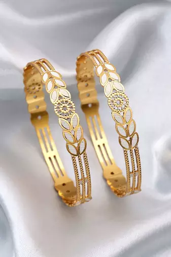 Gold color 1 pair of fashion bangle size: 2.4 (plkb142gld-2.4)