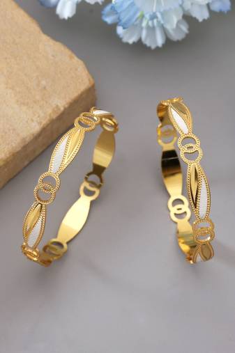 Gold color 1 pair of fashion bangle size: 2.4 (plkb143gld-2.4)