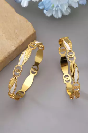 Gold color 1 pair of fashion bangle size: 2.4 (plkb143gld-2.4)