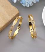 Gold color 1 pair of fashion bangle size: 2.4 (plkb143gld-2.4)