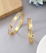 Gold color 1 pair of fashion bangle size: 2.4 (plkb145gld-2.4)