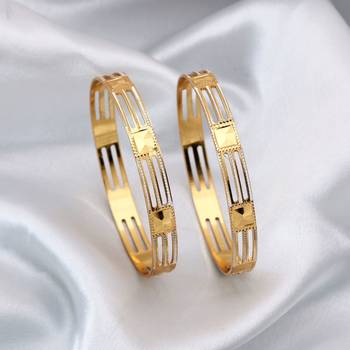 Gold color 1 pair of fashion bangle size: 2.4 (plkb145gld-2.4) 2