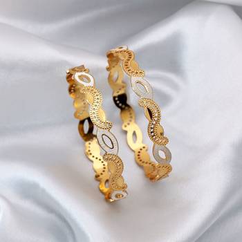 Gold color 1 pair of fashion bangle size: 2.4 (plkb146gld-2.4) 2