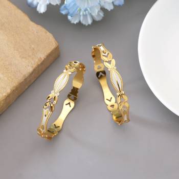 Gold color 1 pair of fashion bangle size: 2.4 (plkb147gld-2.4) 1