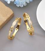 Gold color 1 pair of fashion bangle size: 2.4 (plkb147gld-2.4)