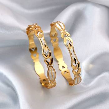 Gold color 1 pair of fashion bangle size: 2.4 (plkb147gld-2.4) 2