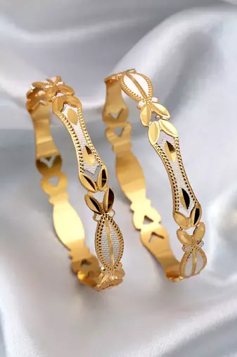Gold color 1 pair of fashion bangle size: 2.4 (plkb147gld-2.4)