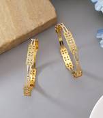 Gold color 1 pair of fashion bangle size: 2.4 (plkb148gld-2.4)