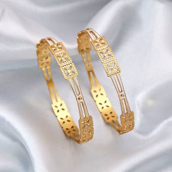 Gold color 1 pair of fashion bangle size: 2.4 (plkb148gld-2.4) 2