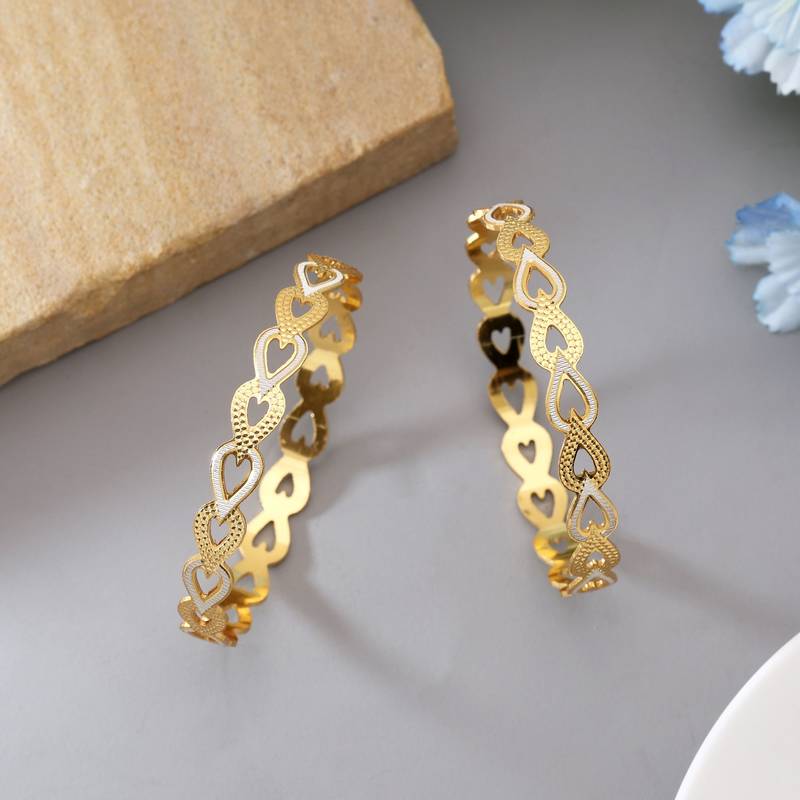 Gold color 1 pair of fashion bangle size: 2.4 (plkb149gld-2.4)