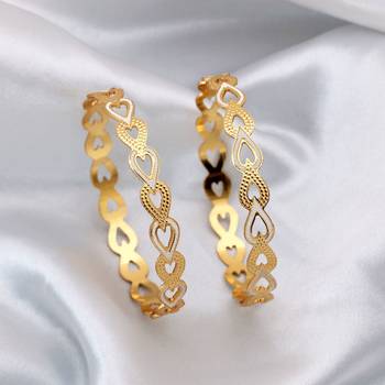 Gold color 1 pair of fashion bangle size: 2.4 (plkb149gld-2.4) 2