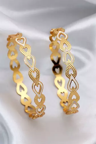 Gold color 1 pair of fashion bangle size: 2.4 (plkb149gld-2.4)