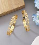 Gold color 1 pair of fashion bangle size: 2.4 (plkb150gld-2.4)