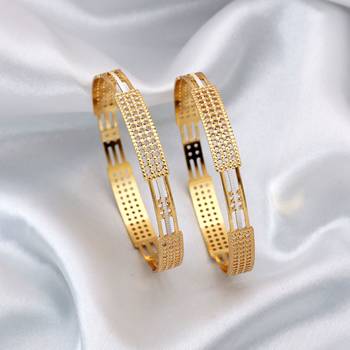 Gold color 1 pair of fashion bangle size: 2.4 (plkb150gld-2.4) 2