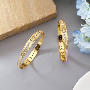 Gold color 1 pair of fashion bangle size: 2.4 (plkb151gld-2.4) 1