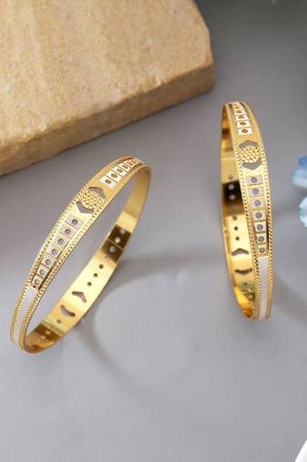 Gold color 1 pair of fashion bangle size: 2.4 (plkb151gld-2.4)