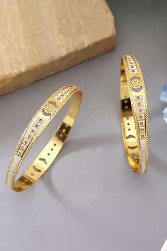 Gold color 1 pair of fashion bangle size: 2.4 (plkb151gld-2.4)