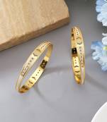 Gold color 1 pair of fashion bangle size: 2.4 (plkb151gld-2.4)