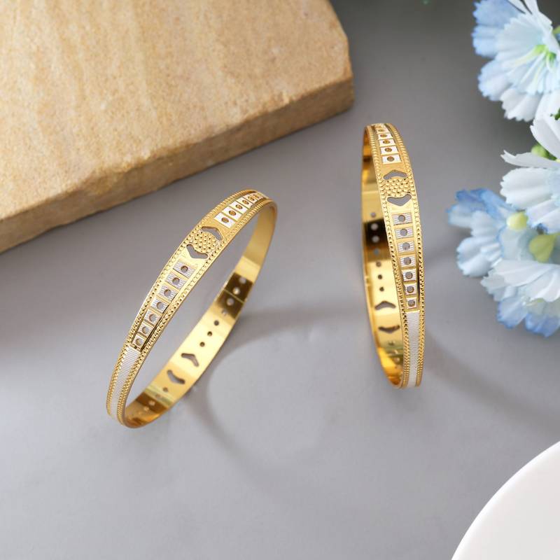 Gold color 1 pair of fashion bangle size: 2.4 (plkb151gld-2.4)