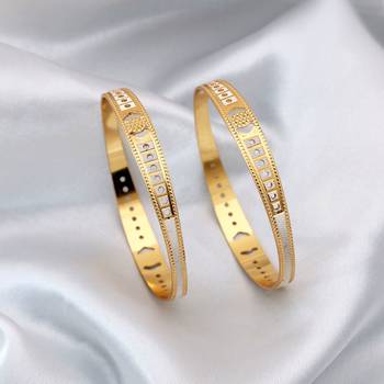 Gold color 1 pair of fashion bangle size: 2.4 (plkb151gld-2.4) 2