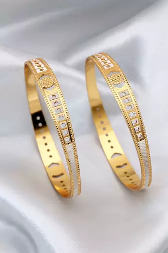 Gold color 1 pair of fashion bangle size: 2.4 (plkb151gld-2.4)
