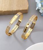 Gold color 1 pair of fashion bangle size: 2.4 (plkb152gld-2.4)