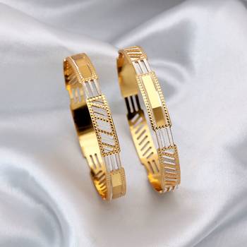 Gold color 1 pair of fashion bangle size: 2.4 (plkb152gld-2.4) 2