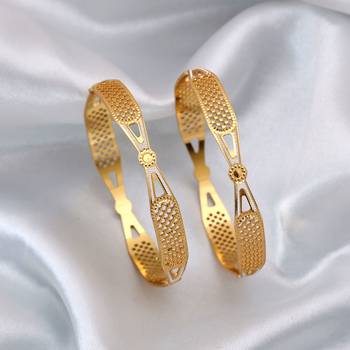 Gold color 1 pair of fashion bangle size: 2.4 (plkb153gld-2.4) 2