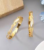 Gold color 1 pair of fashion bangle size: 2.4 (plkb154gld-2.4)