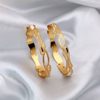 Gold color 1 pair of fashion bangle size: 2.4 (plkb154gld-2.4) 2