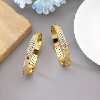 Gold color 1 pair of fashion bangle size: 2.4 (plkb155gld-2.4) 1