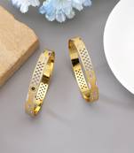 Gold color 1 pair of fashion bangle size: 2.4 (plkb155gld-2.4)