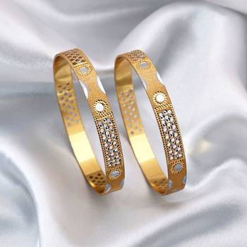Gold color 1 pair of fashion bangle size: 2.4 (plkb155gld-2.4) 2
