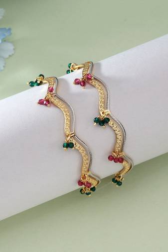 Rani & green color 1 pair of fashion bangle size: 2.4 (plkb156rg-2.4)