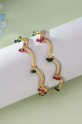 Rani & green color 1 pair of fashion bangle size: 2.4 (plkb156rg-2.4)