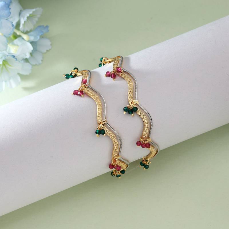 Rani & green color 1 pair of fashion bangle size: 2.4 (plkb156rg-2.4)