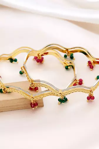 Rani & green color 1 pair of fashion bangle size: 2.4 (plkb156rg-2.4)
