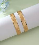 Gold color 1 pair of fashion bangle size: 2.4 (plkb157gld-2.4)